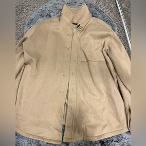 Fleece oversized plaid shacket in tan